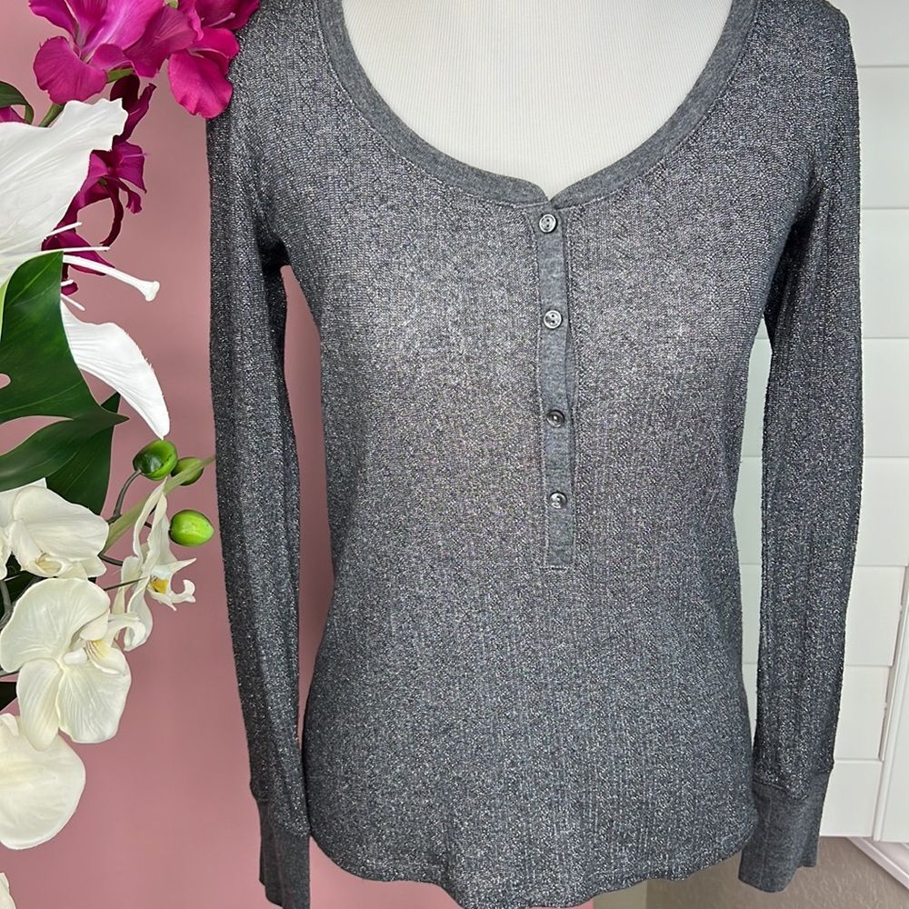 Victoria's Secret VS Gray Shimmer Long Sleeve Top